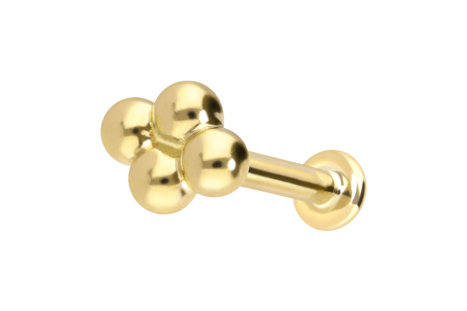 14 Karat Gold Labret Piercing mit Innengewinde 4 KUGELN